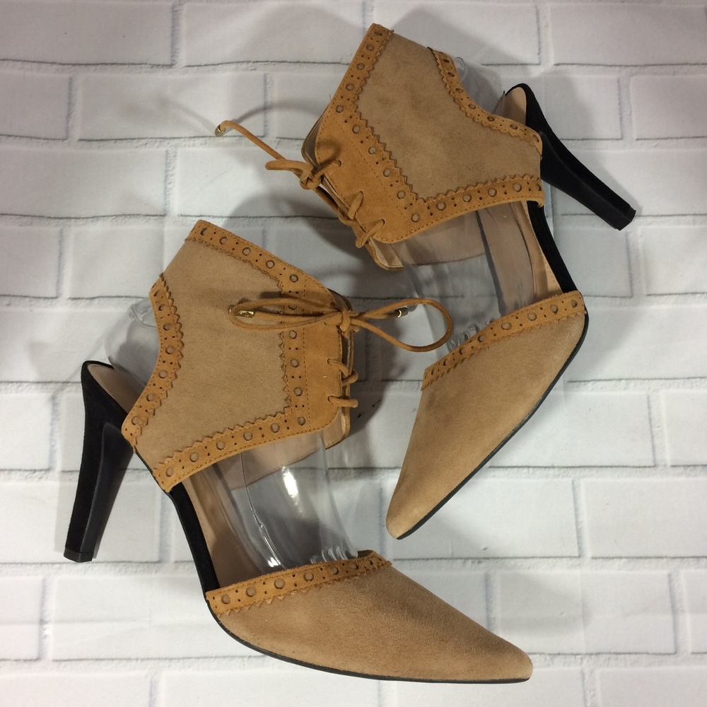 Franco Sarto Amoretta Pump Heels Lace Up Tan 9.5M